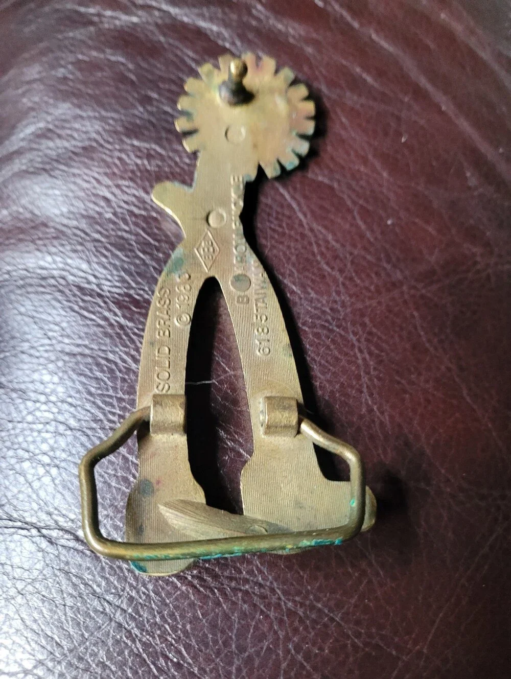Vintage-Style Men’s Brass Spur with Engraved Detailing - Brass Color